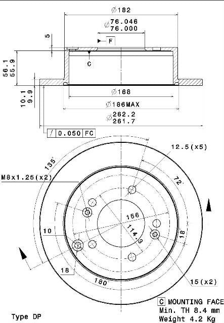 Disco freno posteriore Hyundai cod.08.a114.20