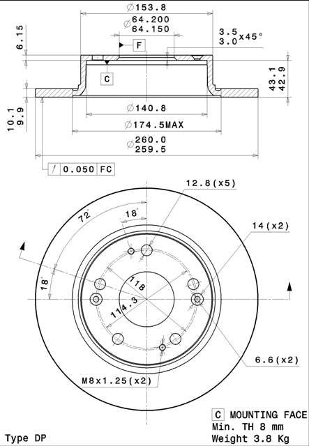 Disco freno posteriore Honda cod.08.a327.10