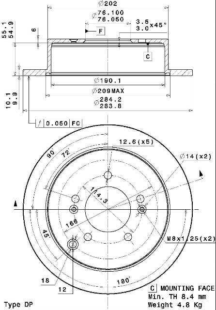 Disco freno posteriore Hyundai cod.08.a446.10