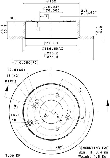 Disco freno posteriore Kia cod.08.a631.10