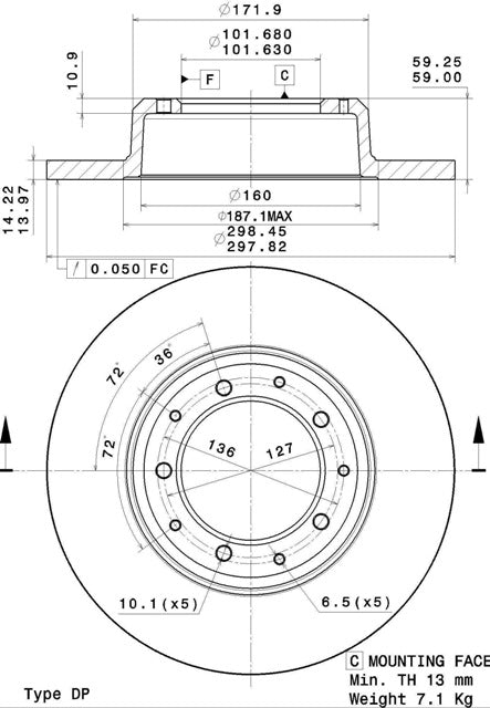 Disco freno posteriore Land Rover cod.08.a841.10