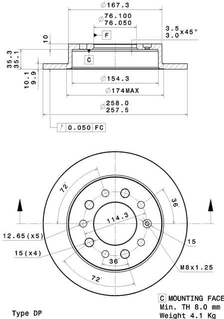 Disco freno posteriore Hyundai cod.08.b027.10