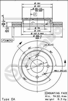 Disco freno anteriore Mitsubishi cod.09.5638.10