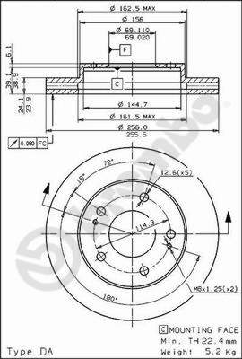 Disco freno anteriore Mitsubishi cod.09.5640.20