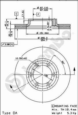 Disco freno anteriore Mitsubishi cod.09.5871.10