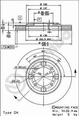 Disco freno anteriore Mitsubishi cod.09.6705.10