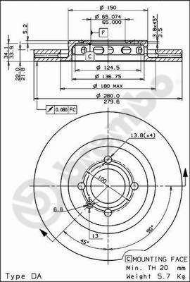 Disco freno anteriore Volkswagen cod.09.6728.10