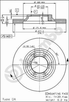 Disco freno anteriore Mitsubishi cod.09.6817.10