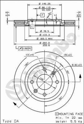 Disco freno anteriore Peugeot cod.09.6932.10