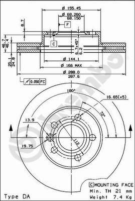 Disco freno anteriore Volkswagen cod.09.6934.14