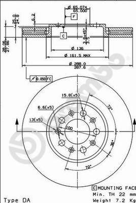 Disco freno anteriore Volkswagen cod.09.7010.20