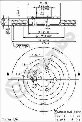 Disco freno anteriore Volkswagen cod.09.7012.14