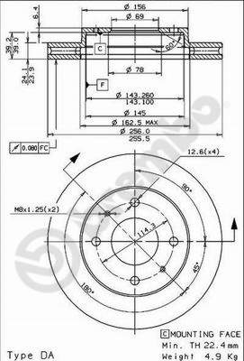 Disco freno anteriore Mitsubishi cod.09.7043.10