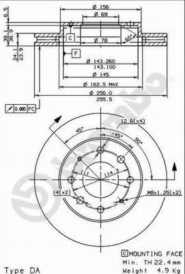 Disco freno anteriore Mitsubishi cod.09.7043.20