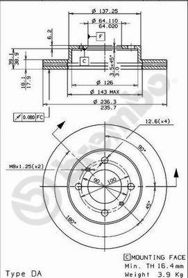 Disco freno anteriore Mitsubishi cod.09.7056.10