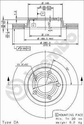 Disco freno anteriore Volkswagen cod.09.7196.14