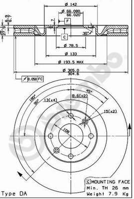 Disco freno anteriore Peugeot cod.09.7398.11