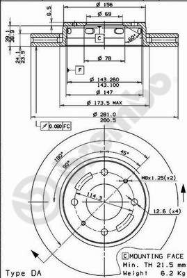 Disco freno anteriore Mitsubishi cod.09.7720.10