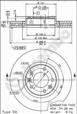 Disco freno anteriore Peugeot cod.09.7805.10