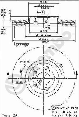 Disco freno anteriore Peugeot cod.09.8003.10