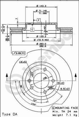 Disco freno anteriore Peugeot cod.09.8303.10