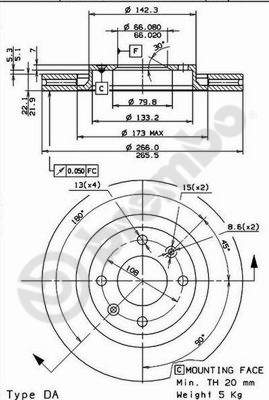 Disco freno anteriore Peugeot cod.09.8695.14