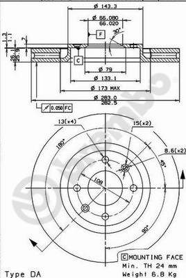 Disco freno anteriore Peugeot cod.09.8760.10