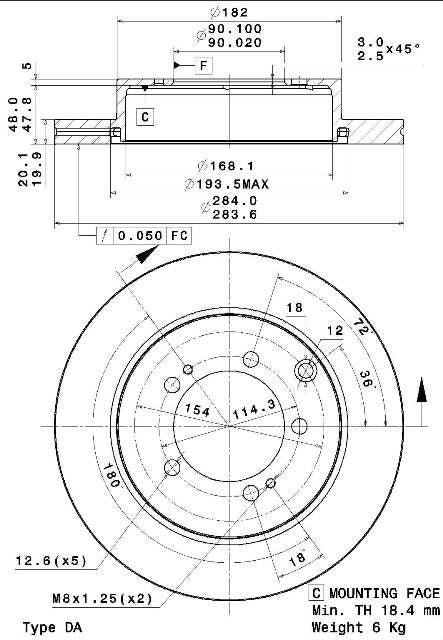 Disco freno posteriore Mitsubishi cod.09.9128.10