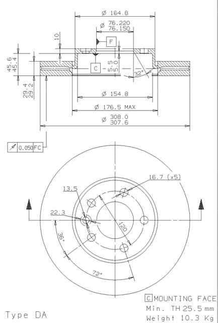 Disco freno anteriore Volkswagen cod.09.9442.14