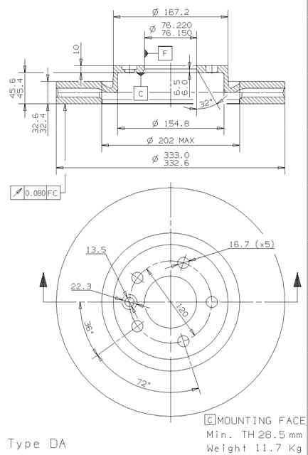 Disco freno anteriore Volkswagen cod.09.9447.14