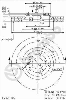 Disco freno anteriore Peugeot cod.09.9609.24