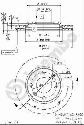 Disco freno anteriore Peugeot cod.09.9610.14