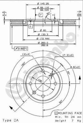 Disco freno anteriore Peugeot cod.09.9616.14