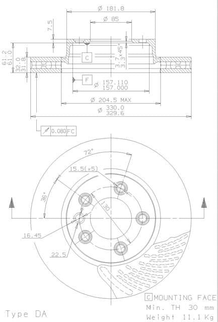 Disco freno anteriore Volkswagen cod.09.9868.11