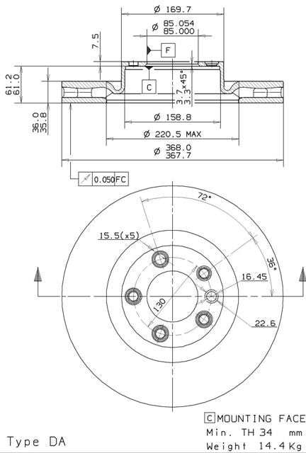 Disco freno anteriore Volkswagen cod.09.9870.11