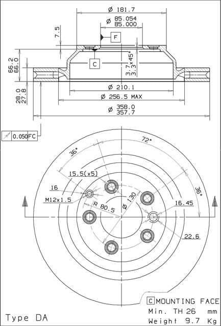 Disco freno posteriore Volkswagen cod.09.9871.11