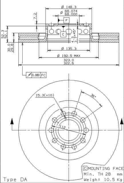 Disco freno anteriore Volkswagen cod.09.9911.11