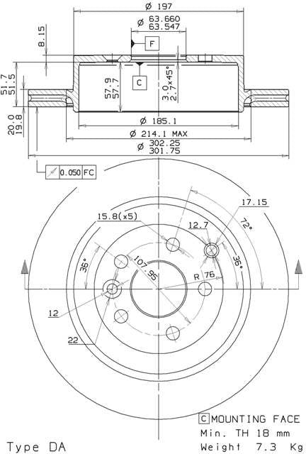 Disco freno posteriore Land Rover cod.09.9914.11