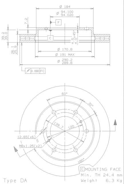 Disco freno anteriore Mitsubishi cod.09.9996.10