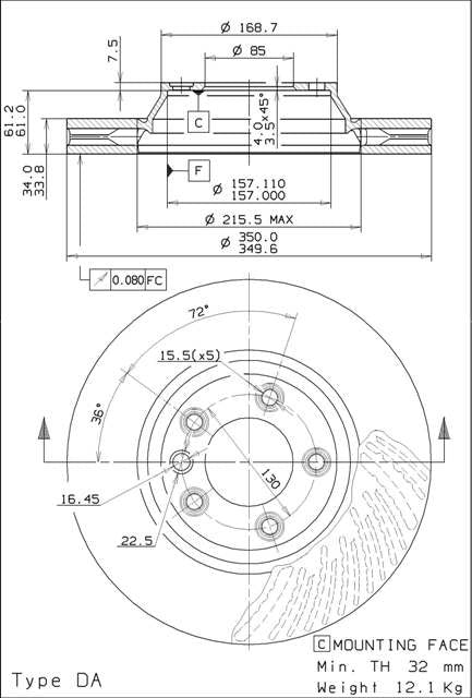 Disco freno anteriore Porsche cod.09.a062.11