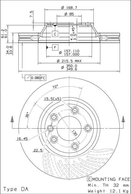 Disco freno anteriore Volkswagen cod.09.a063.11