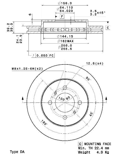 Disco freno anteriore Mitsubishi cod.09.a116.10