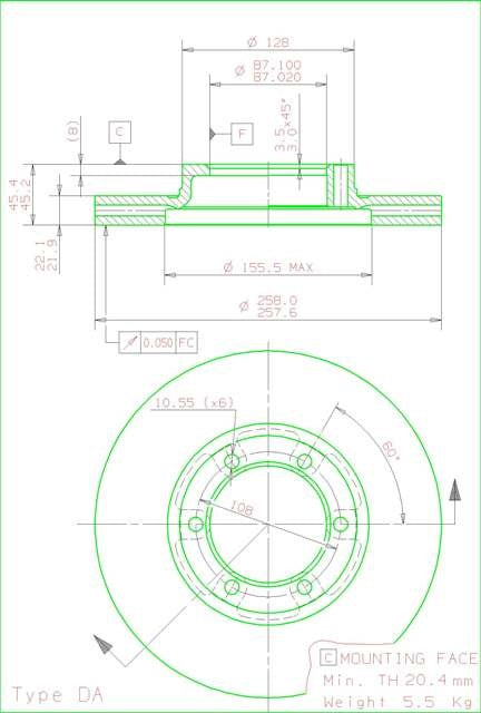 Disco freno anteriore Mitsubishi cod.09.a243.10