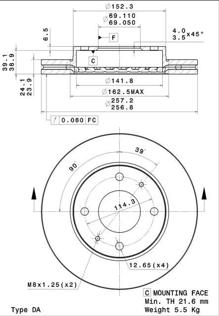 Disco freno anteriore Hyundai cod.09.a258.10