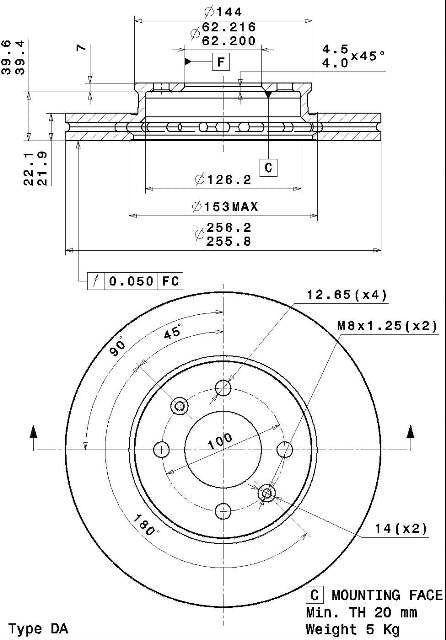 Disco freno anteriore Hyundai cod.09.a445.10