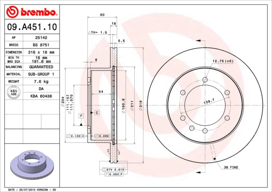 Disco freno posteriore Nissan cod.09.a451.10