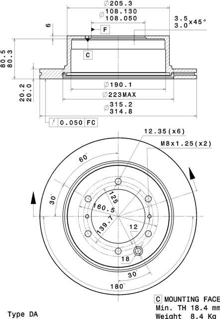 Disco freno posteriore Hyundai cod.09.a453.20