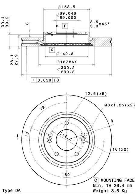 Disco freno anteriore Hyundai cod.09.a532.10