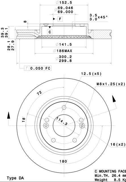 Disco freno anteriore Hyundai cod.09.a532.20