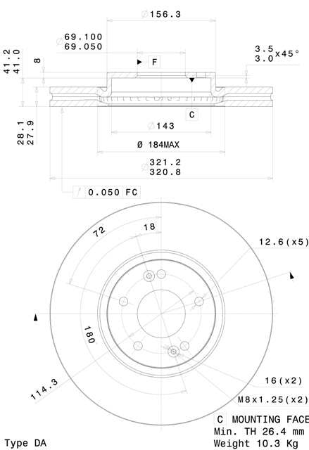 Disco freno anteriore Hyundai cod.09.a601.10